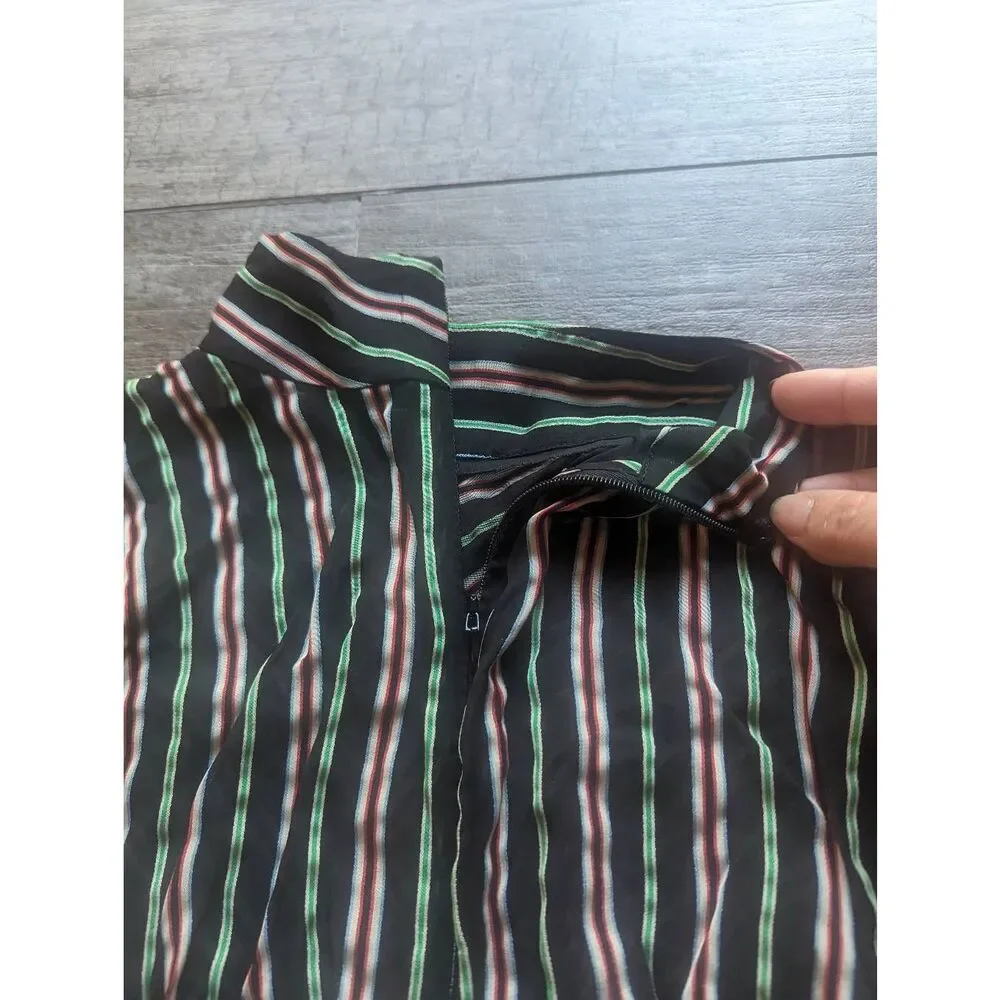 & OTHER STORIES Chevron Stripes Mock Neck Sheer Top